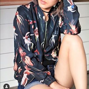 HM Floral Printed Bomber Jacket Lightweight